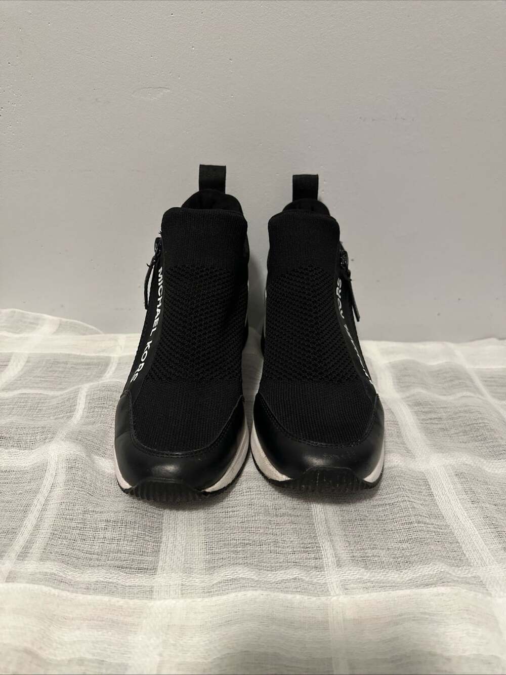 Michael Kors Willis Wedge Trainer Black Knit Shoe
